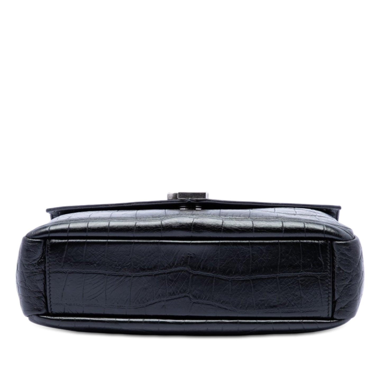 Saint Laurent Medium Croc Embossed Leather Monogram College Satchel