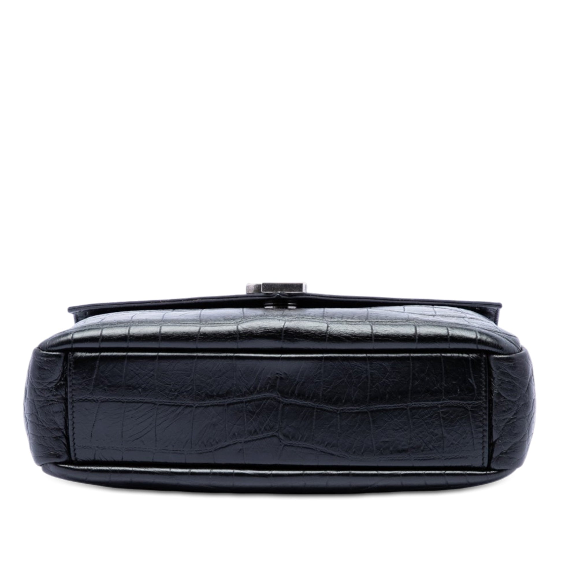 Saint Laurent Medium Croc Embossed Leather Monogram College Satchel