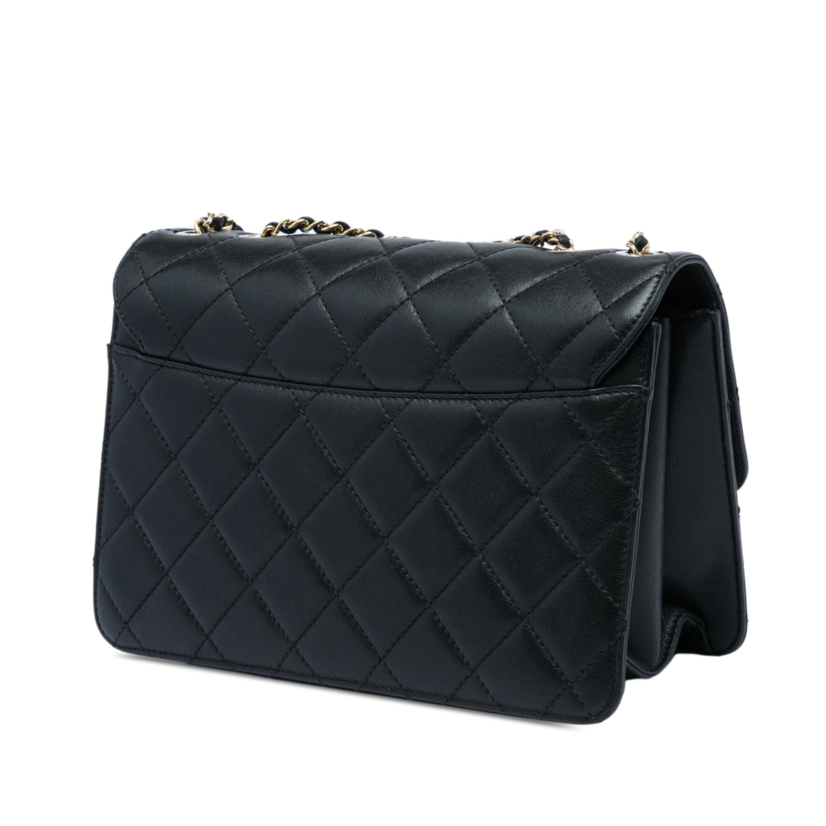 Chanel Medium Quilted Sheepskin Beauty Lock Flap — Black