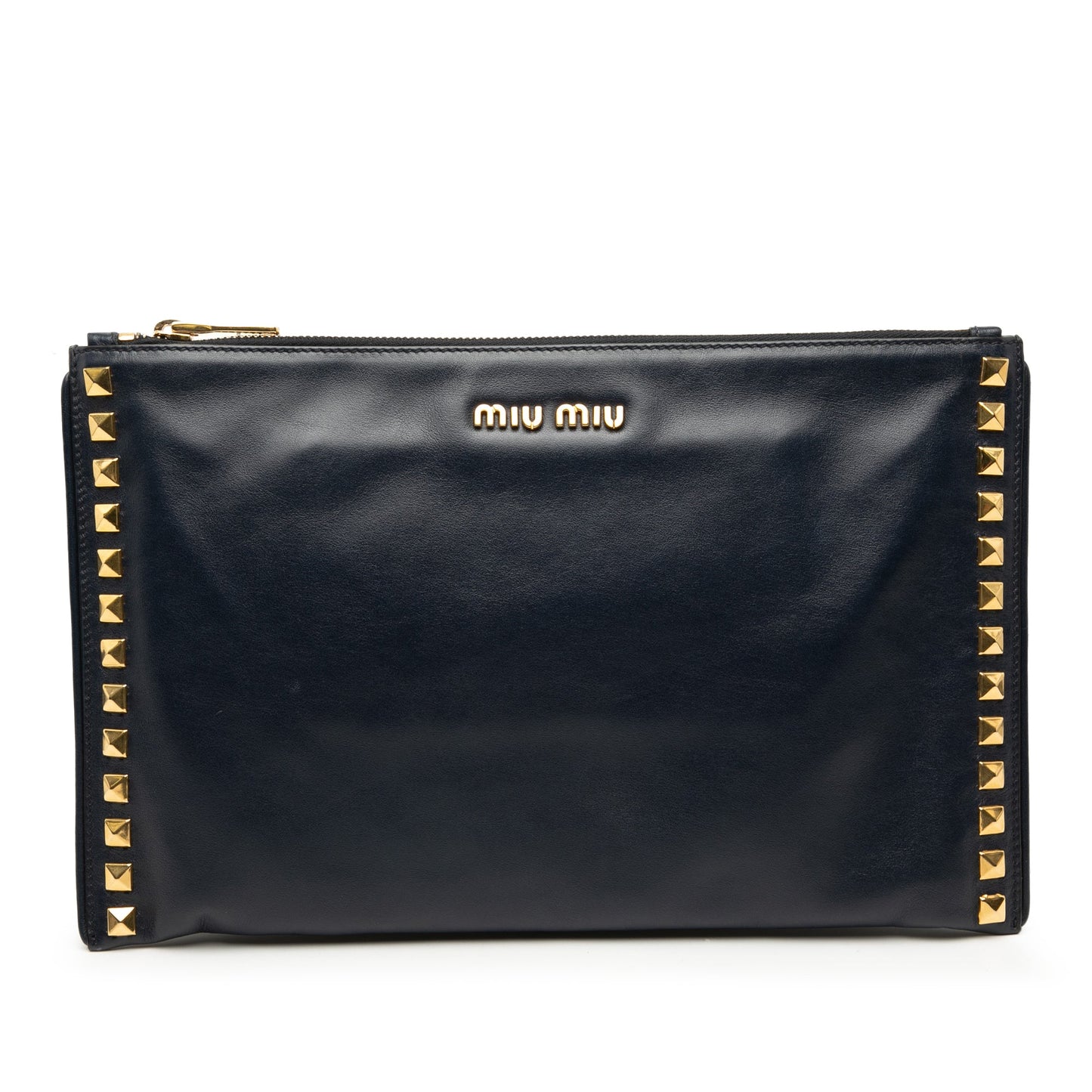 Miu Miu Studded Leather Zip Clutch