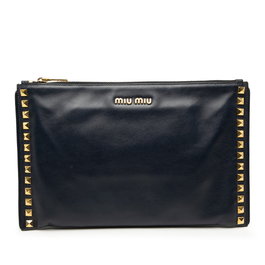 Miu Miu Studded Leather Zip Clutch