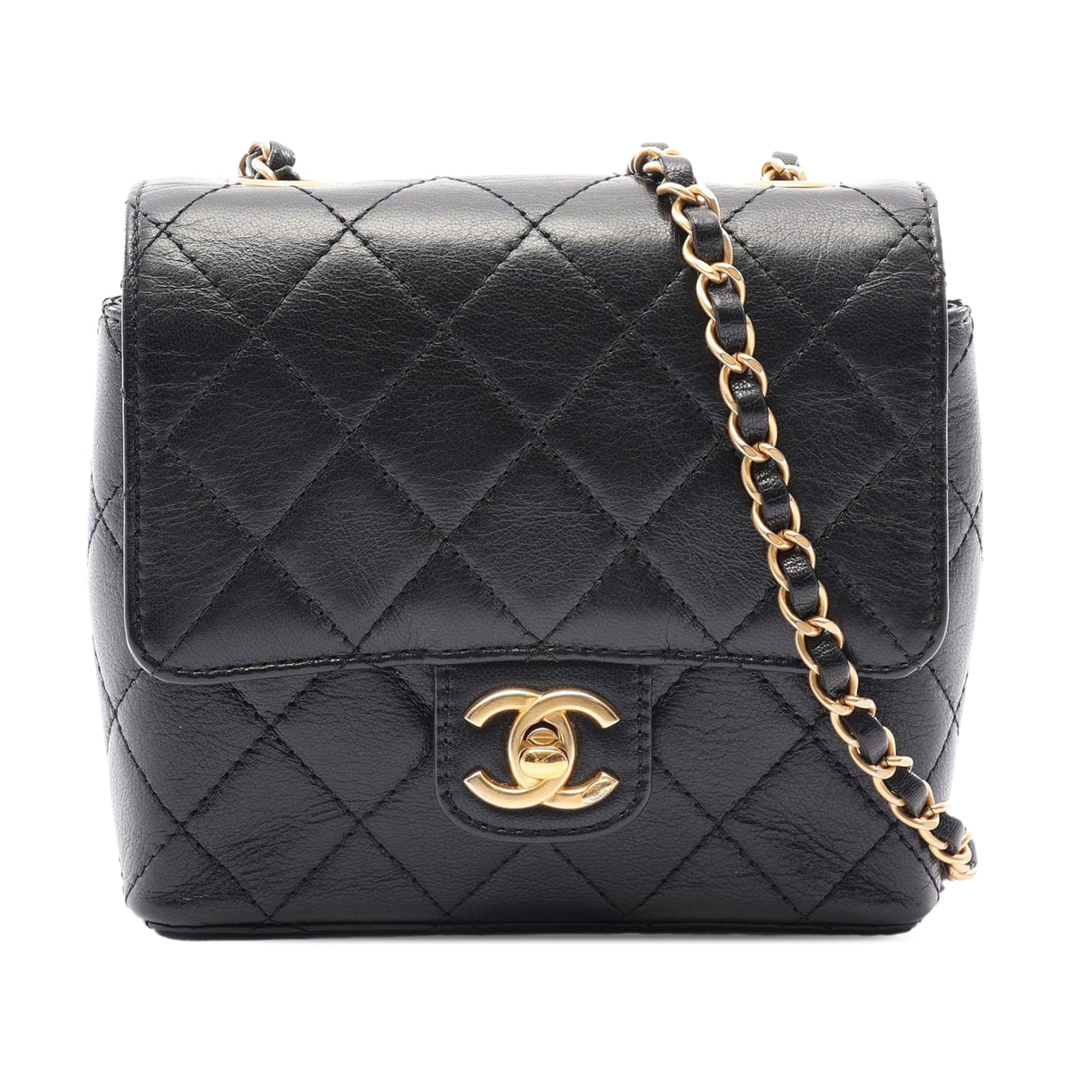Chanel Mini Square Classic Goatskin Single Flap — Black