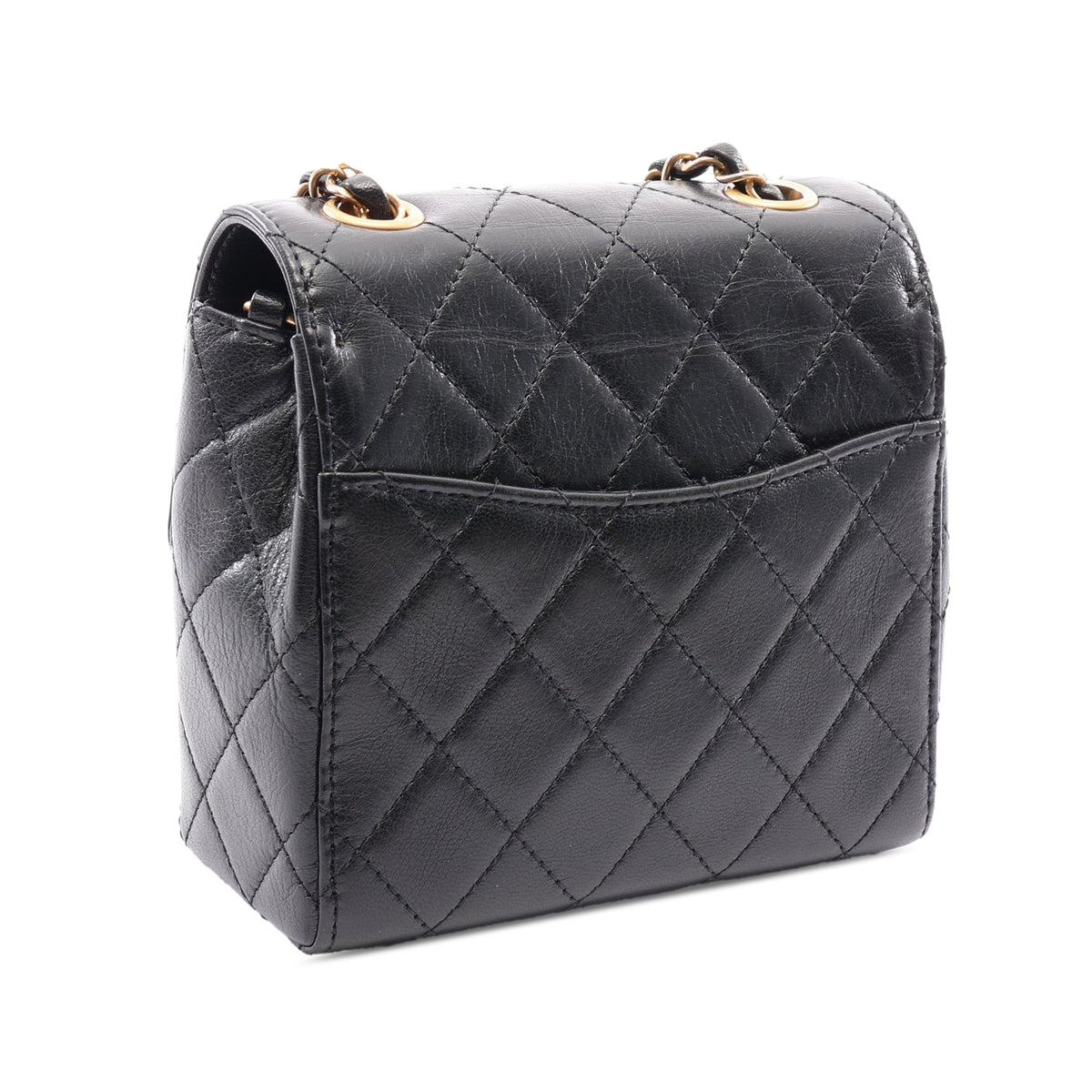 Chanel Mini Square Classic Goatskin Single Flap — Black