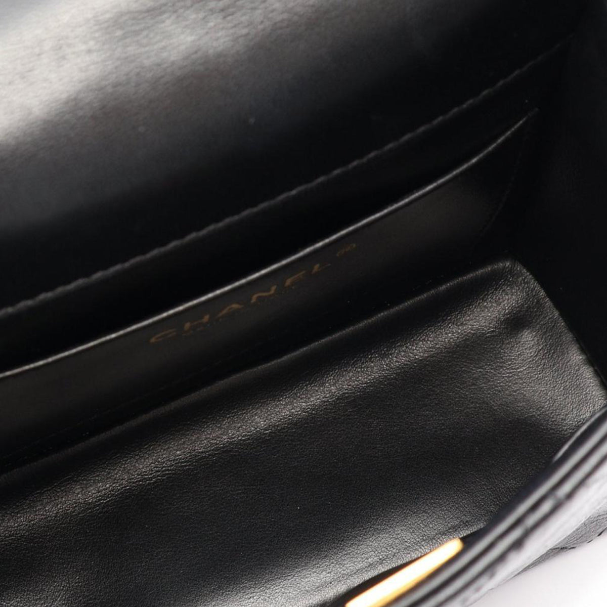 Chanel Mini Square Classic Goatskin Single Flap — Black