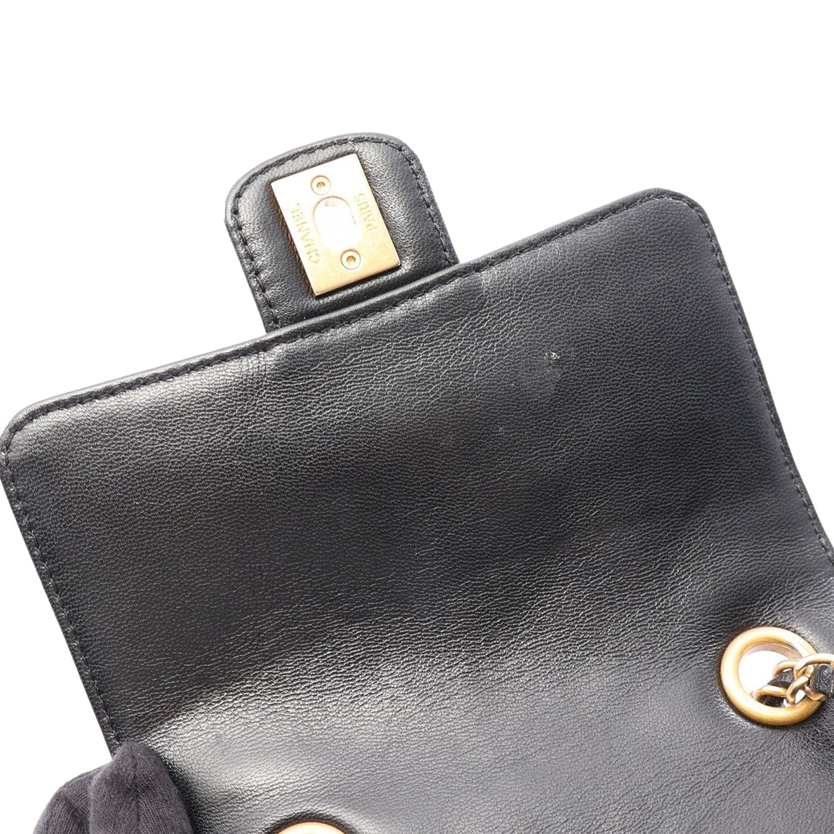 Chanel Mini Square Classic Goatskin Single Flap — Black