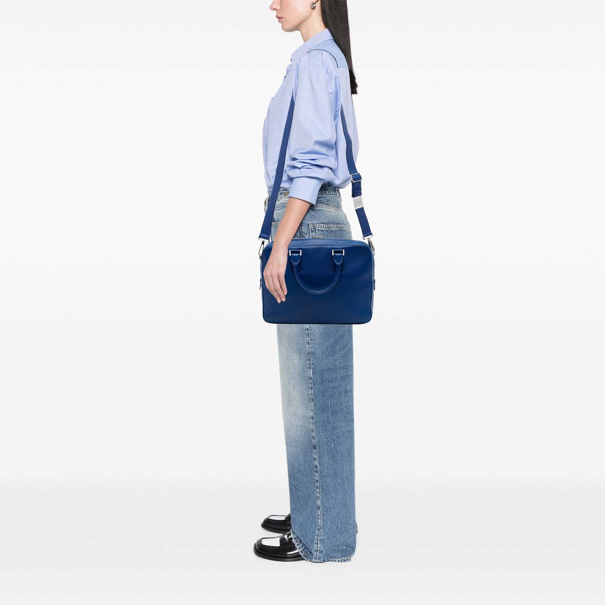 Dior Leather Homme Business Bag — Blue