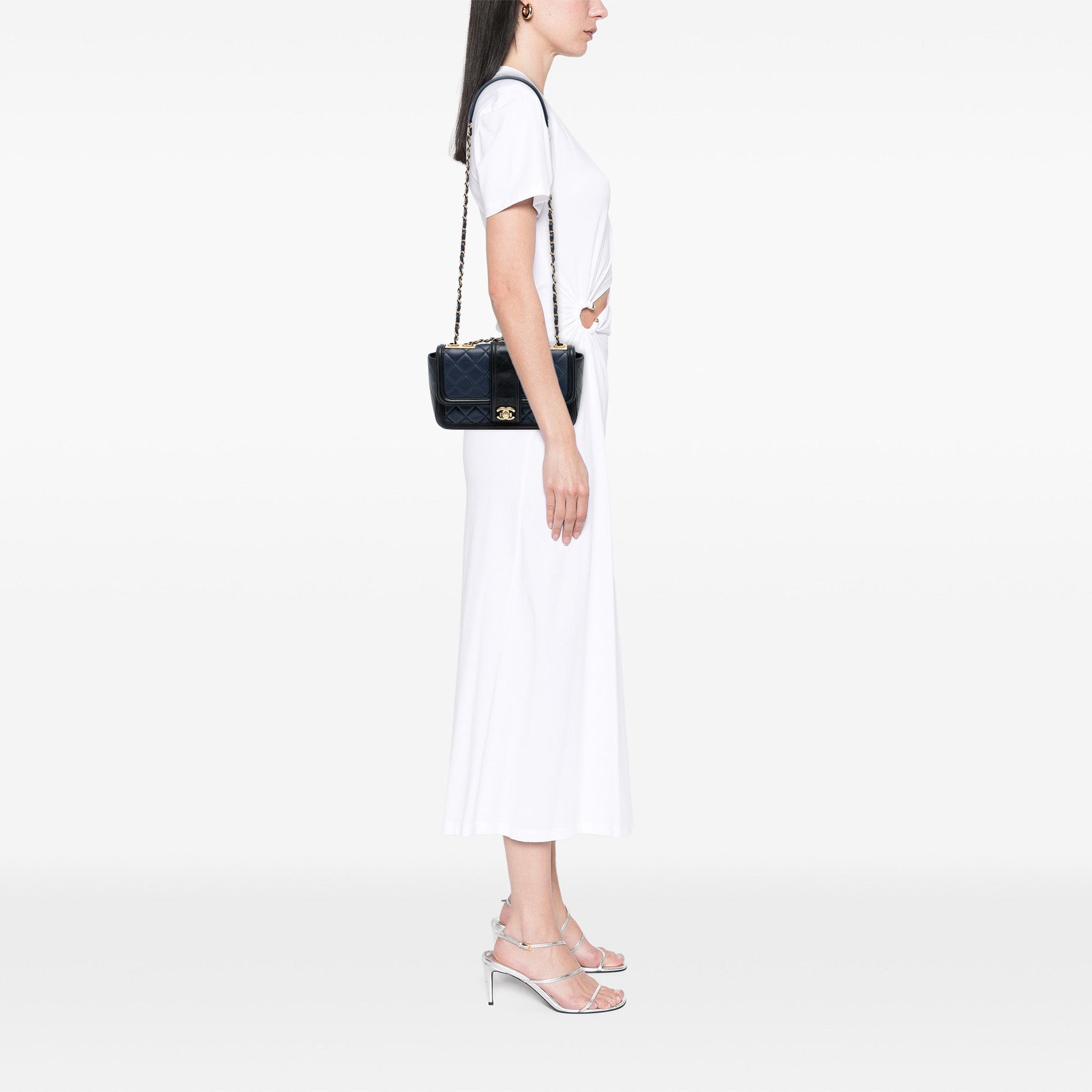 Chanel Medium Bicolor Quilted Lambskin Elegant CC Flap