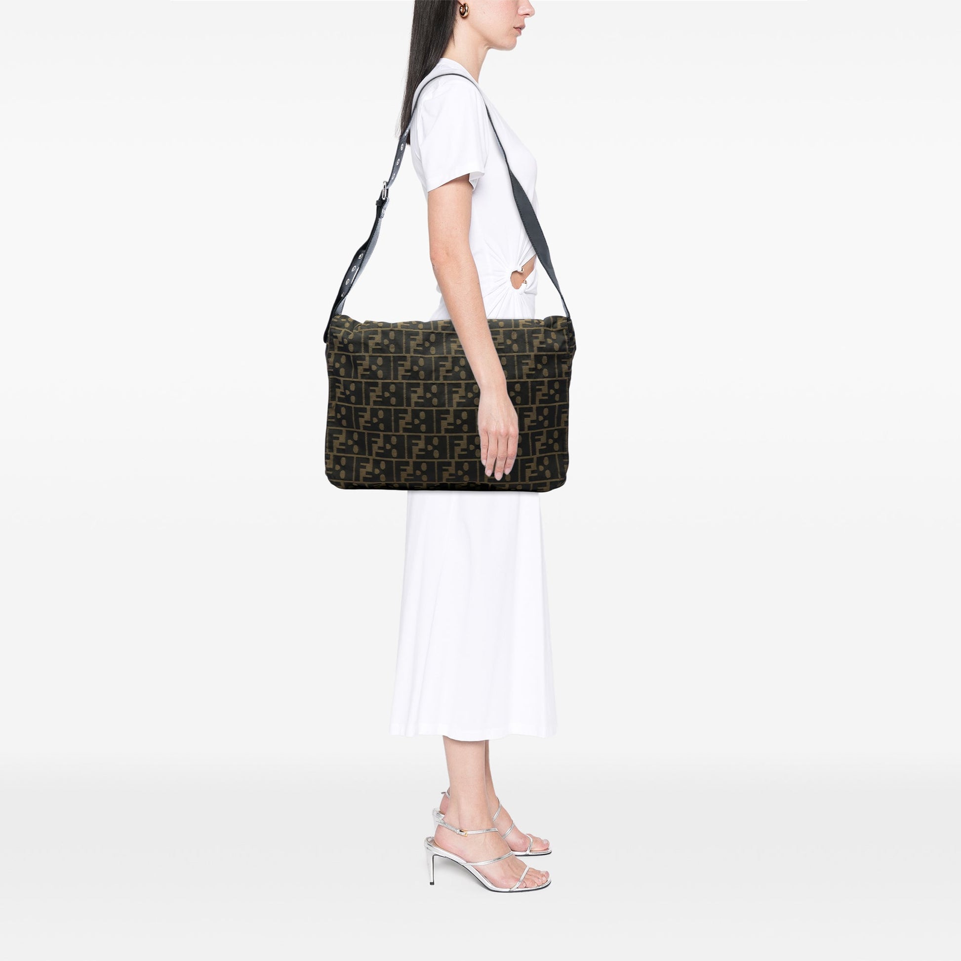 Fendi Zucca Canvas Skull Messenger Bag