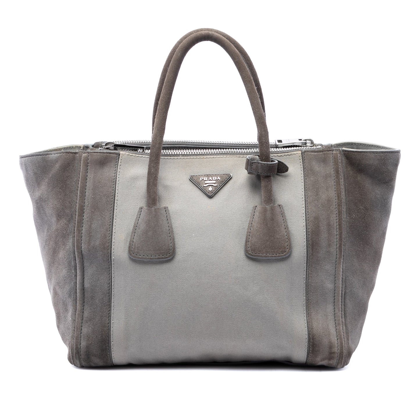 Prada Scamosciato and Canapa Twin Pocket Double Handle Satchel
