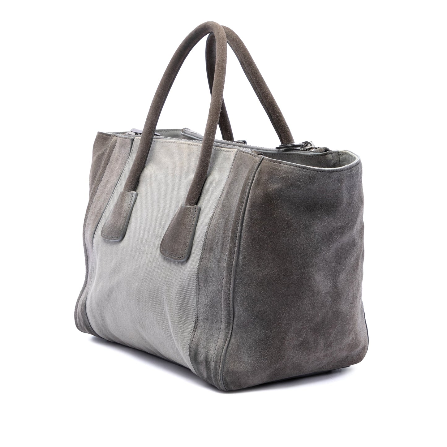 Prada Scamosciato and Canapa Twin Pocket Double Handle Satchel