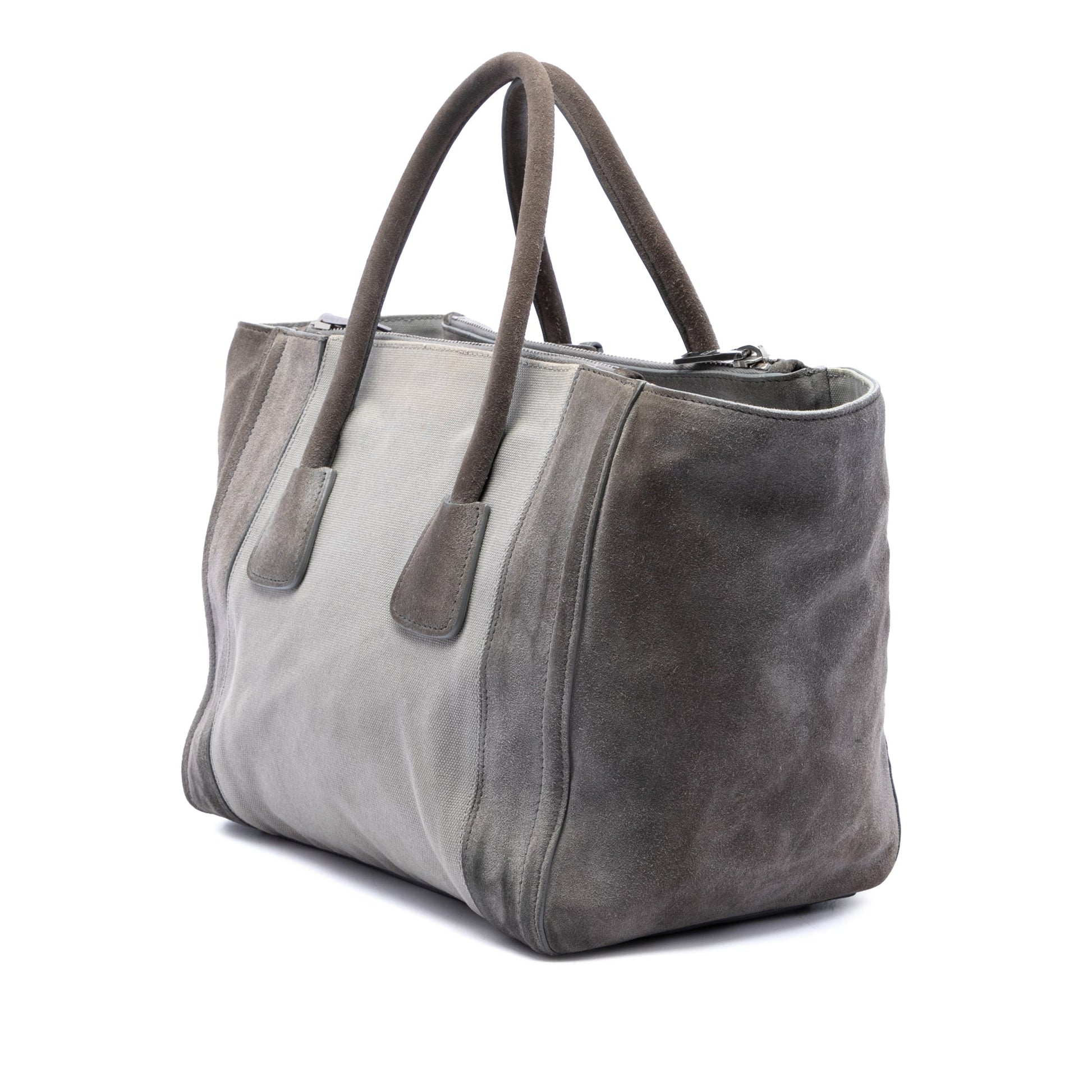 Prada Scamosciato and Canapa Twin Pocket Double Handle Satchel