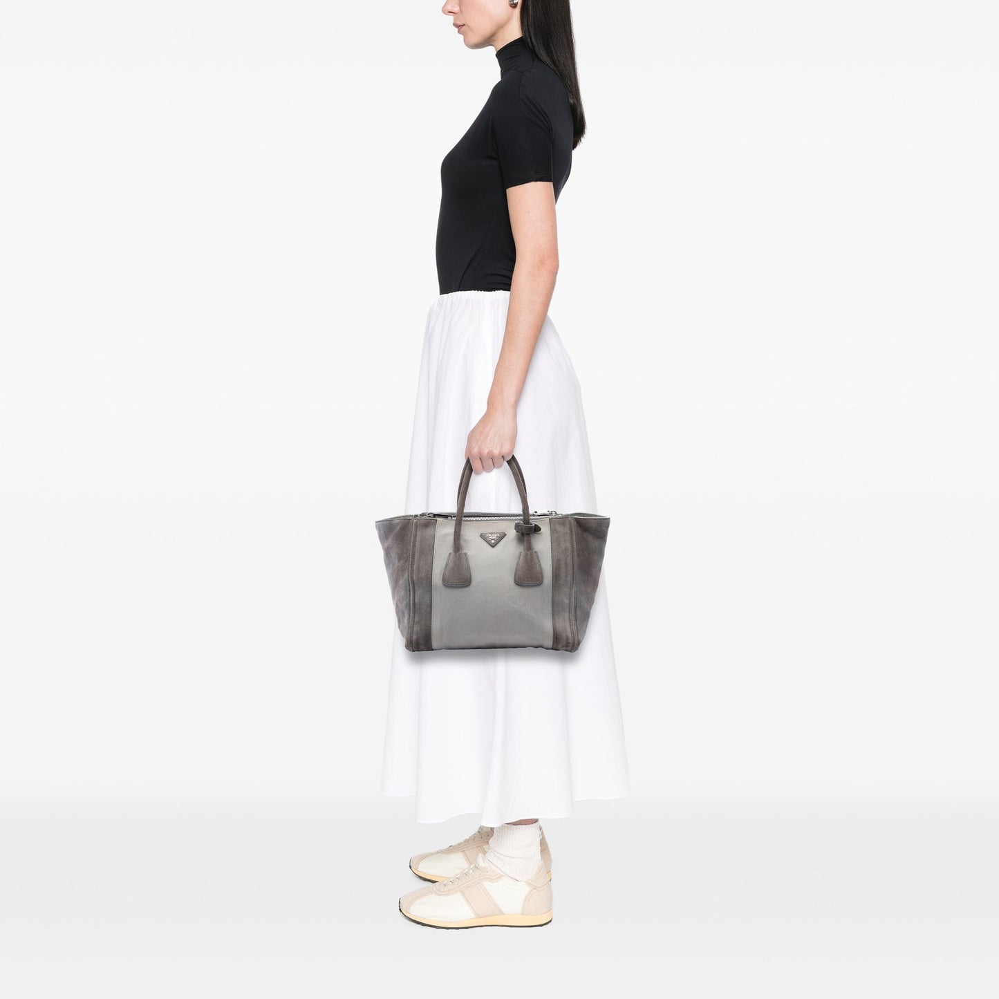 Prada Scamosciato and Canapa Twin Pocket Double Handle Satchel