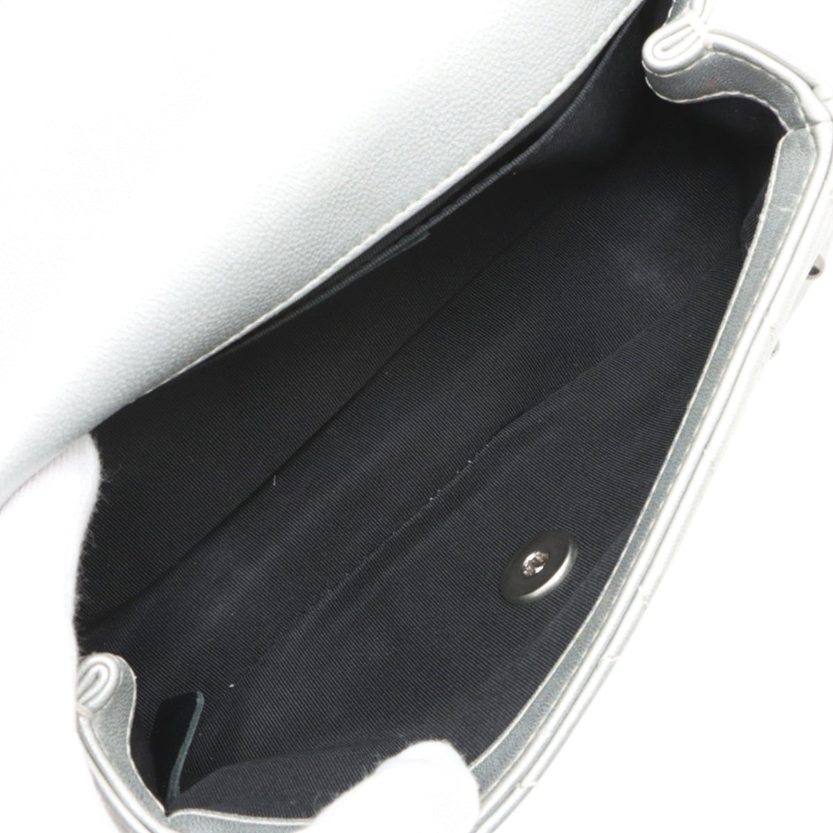 Chanel Mini Rectangular Chevron Lambskin Stud Wars Flap — Silver