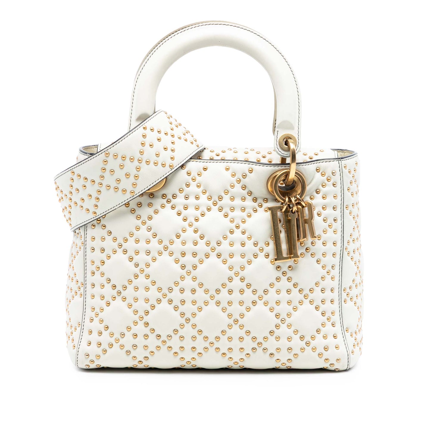 Dior Medium Lambskin Cannage Studded Supple Lady Dior