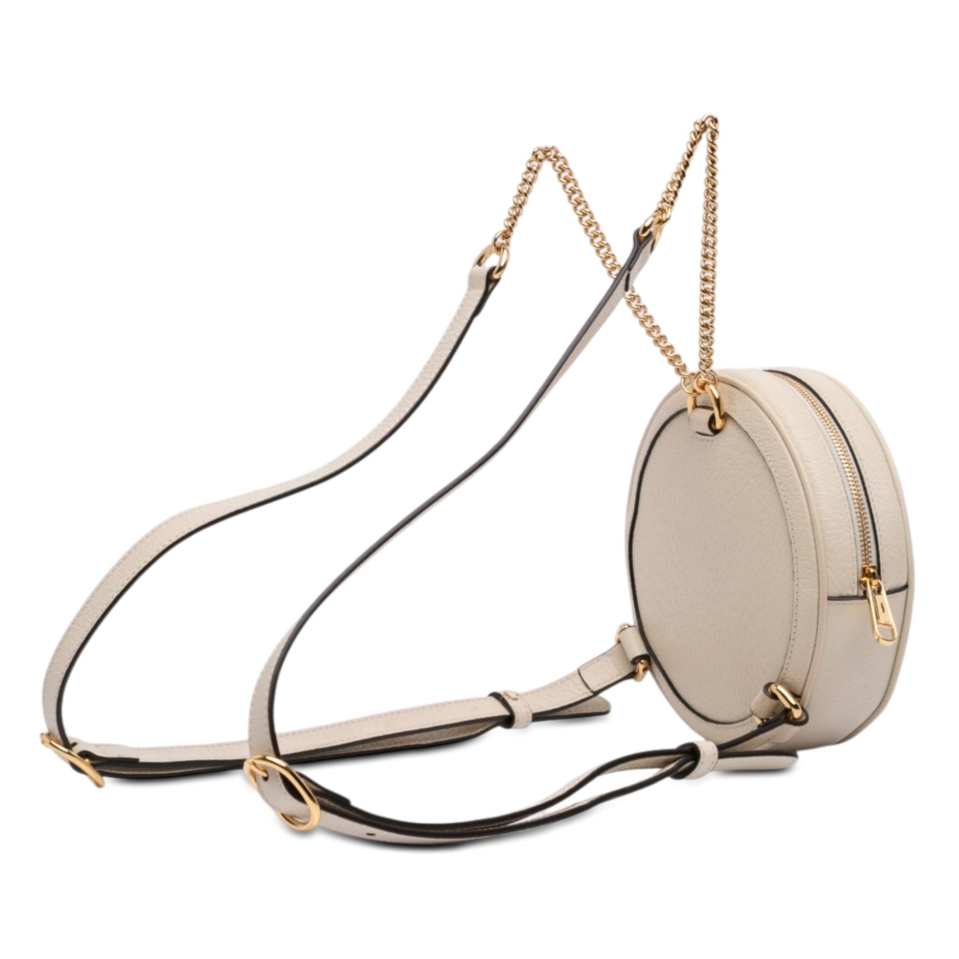 Gucci Mini Leather Round Ophidia Backpack