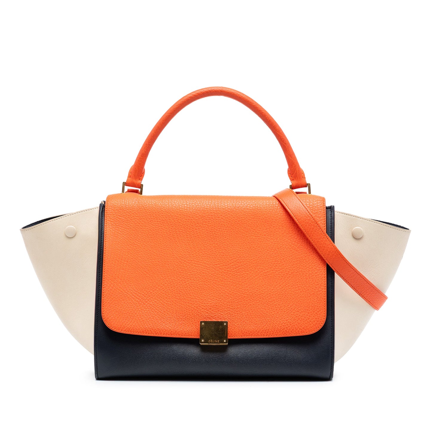 Celine Medium Bicolor Leather Trapeze Satchel