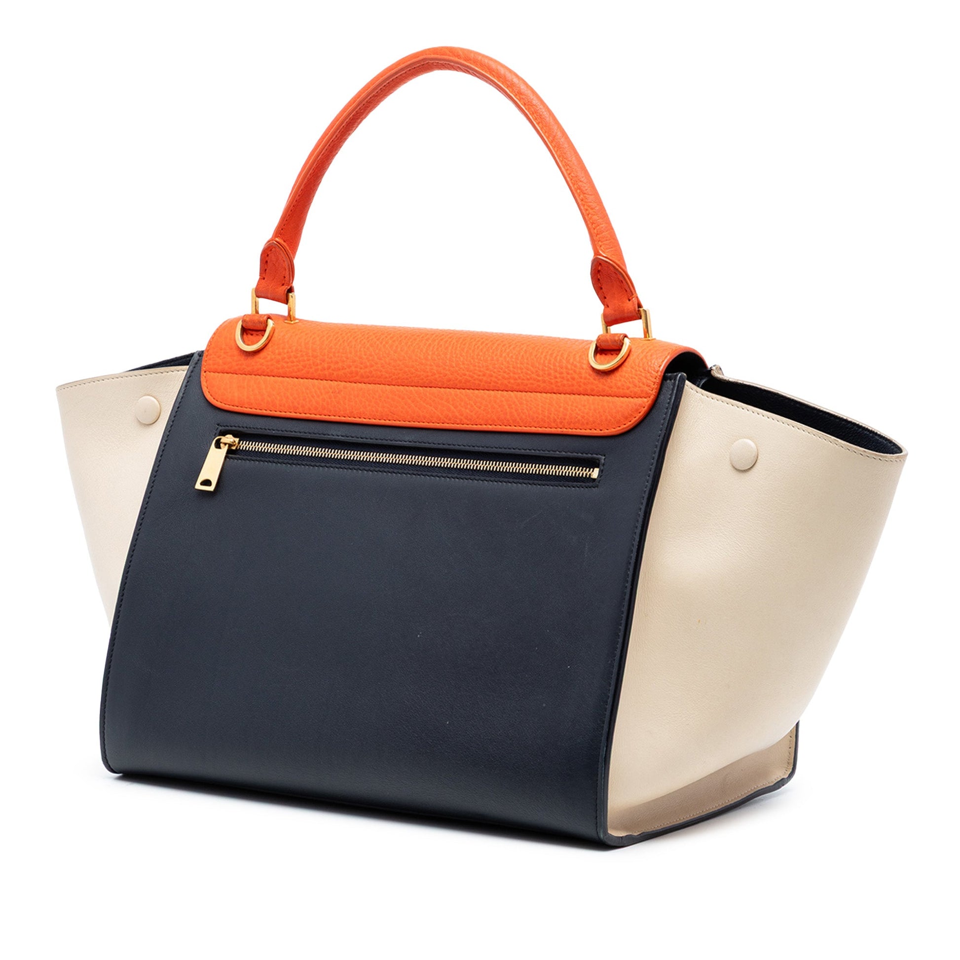 Celine Medium Bicolor Leather Trapeze Satchel
