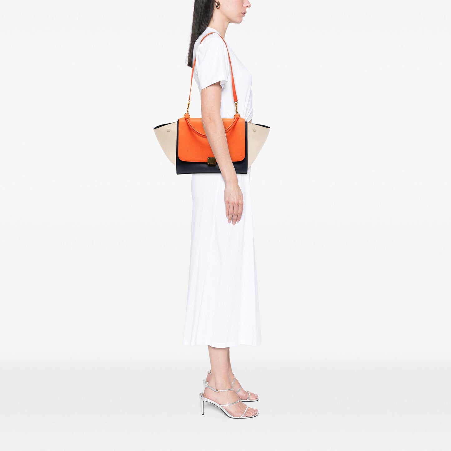 Celine Medium Bicolor Leather Trapeze Satchel