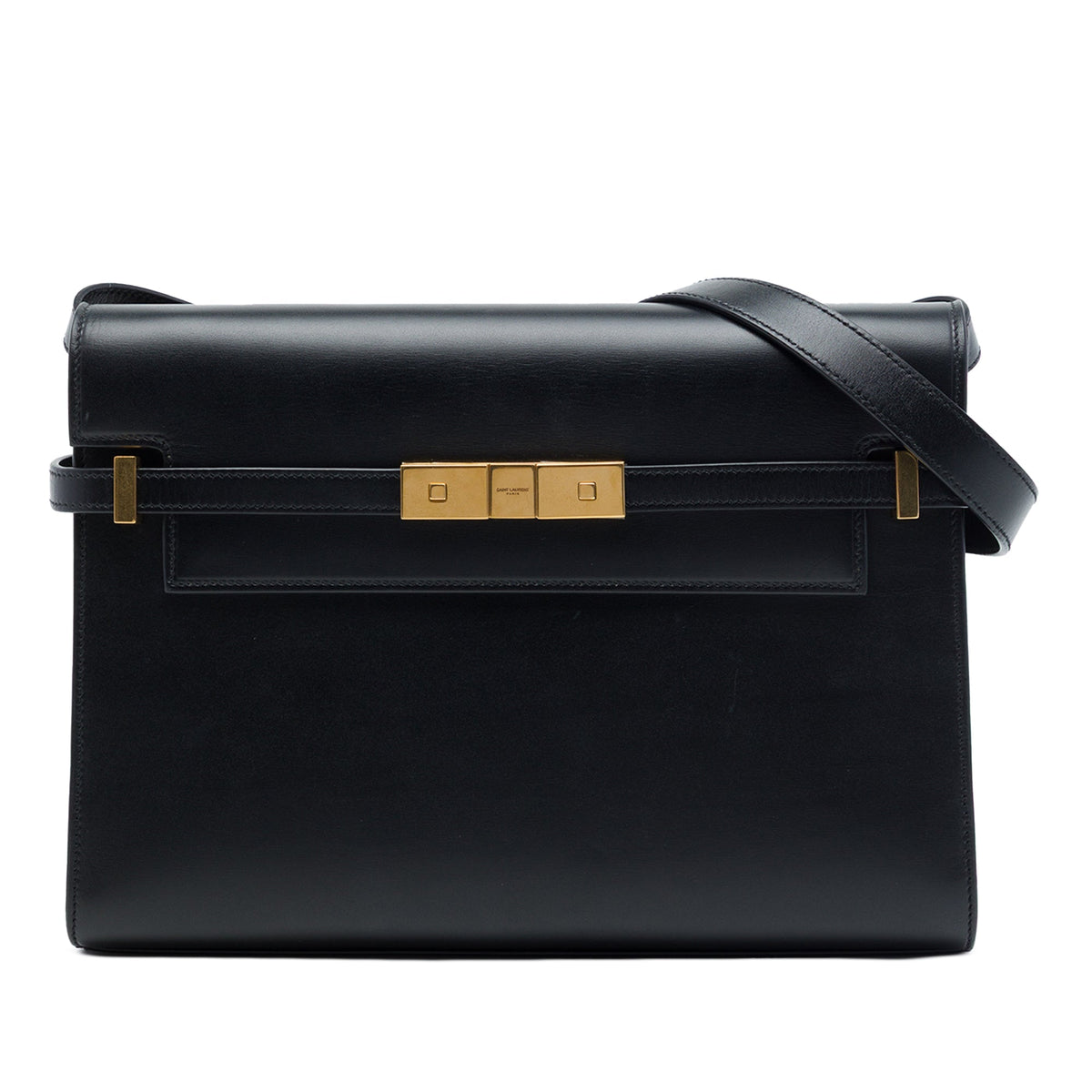 Saint Laurent Medium Smooth Calfskin Manhattan Shoulder Bag — Black