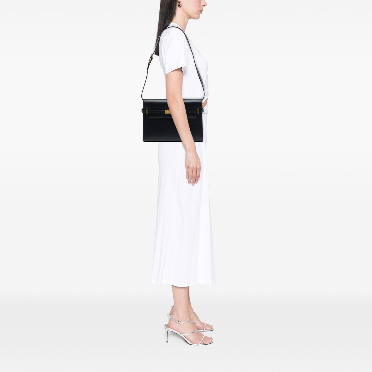 Saint Laurent Medium Smooth Calfskin Manhattan Shoulder Bag — Black