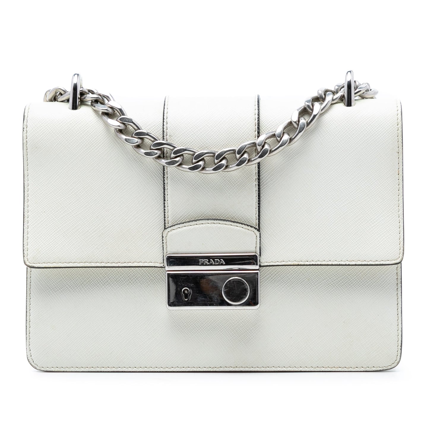 Small Saffiano Sound Lock Chain Crossbody