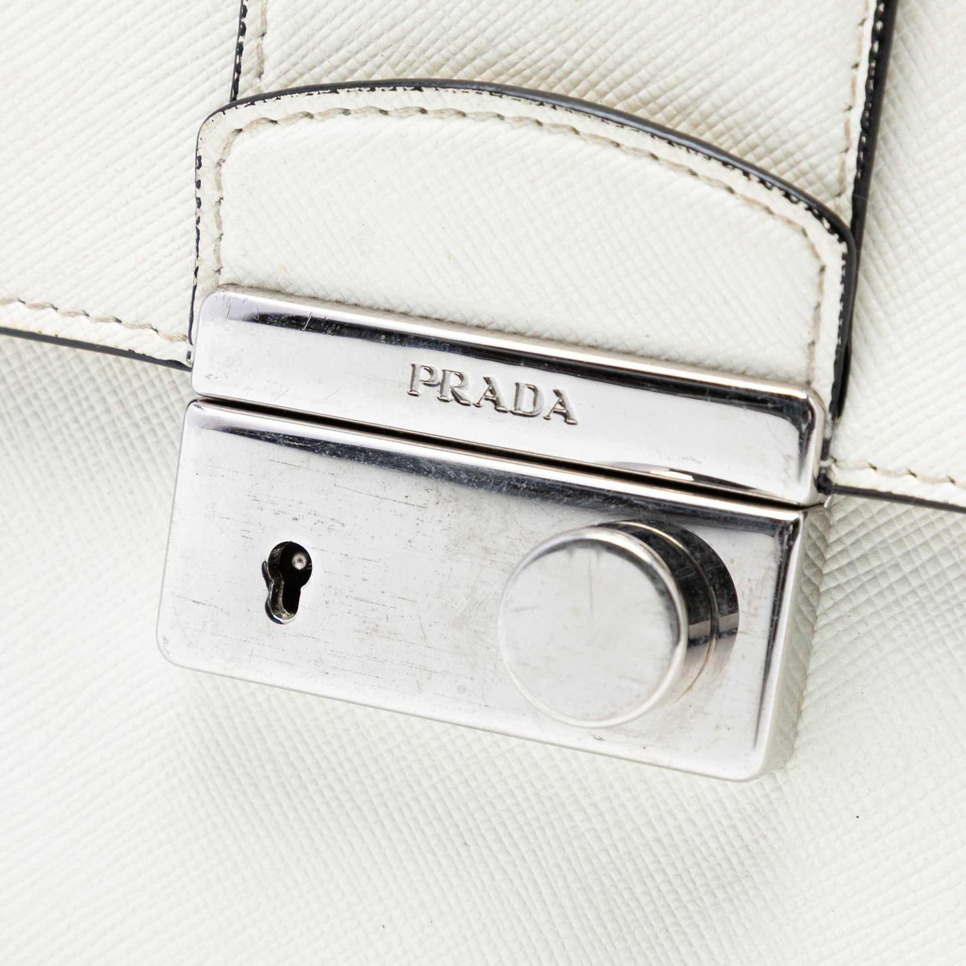 Prada Small Saffiano Sound Lock Chain Crossbody