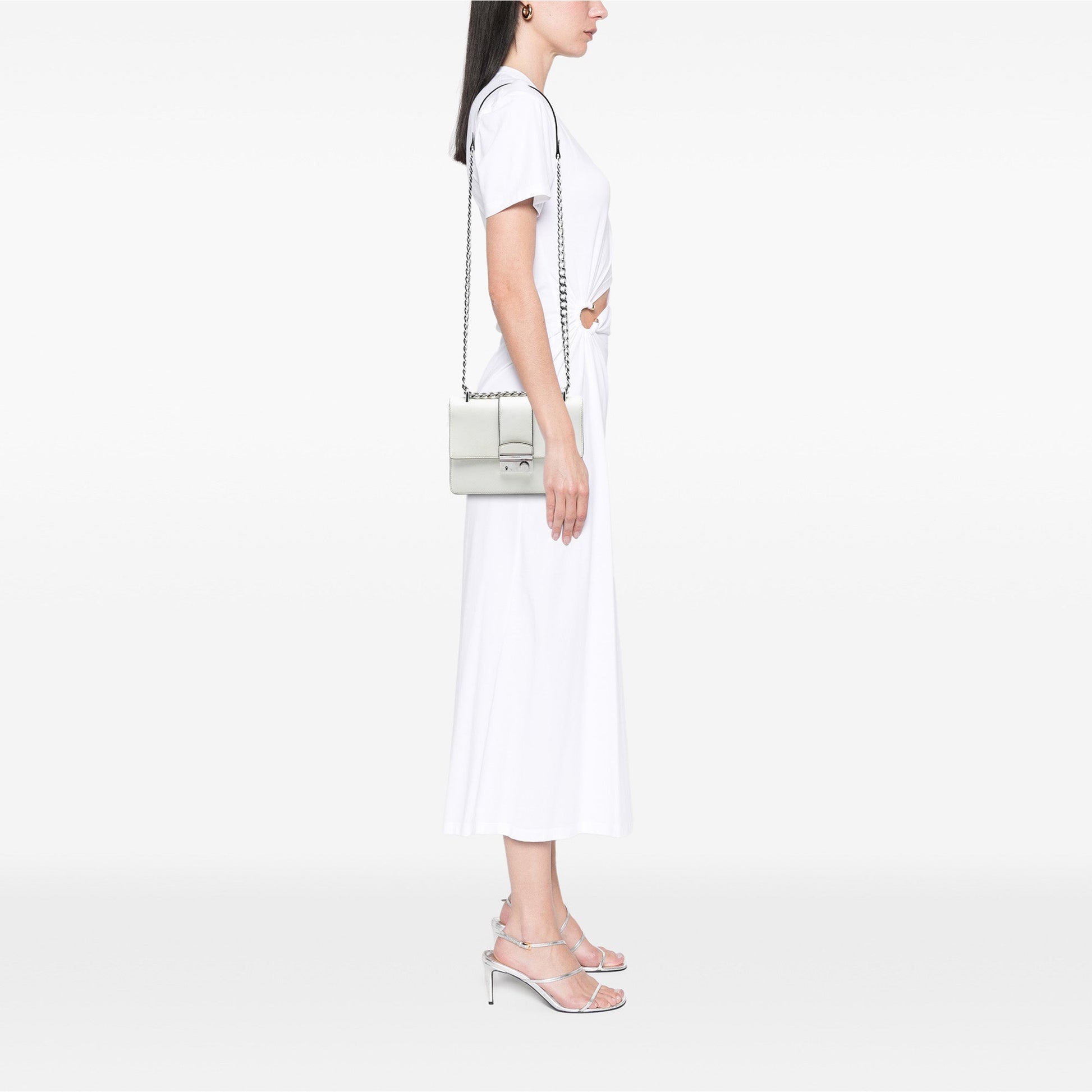 Prada Small Saffiano Sound Lock Chain Crossbody