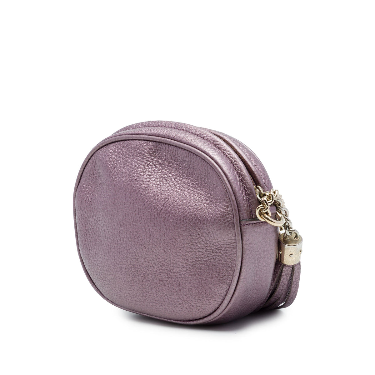 Gucci Mini Metallic Pebbled Calfskin Soho Chain Crossbody — Purple