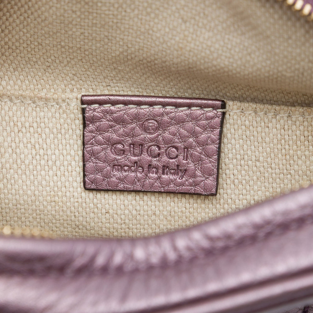 Gucci Mini Metallic Pebbled Calfskin Soho Chain Crossbody — Purple