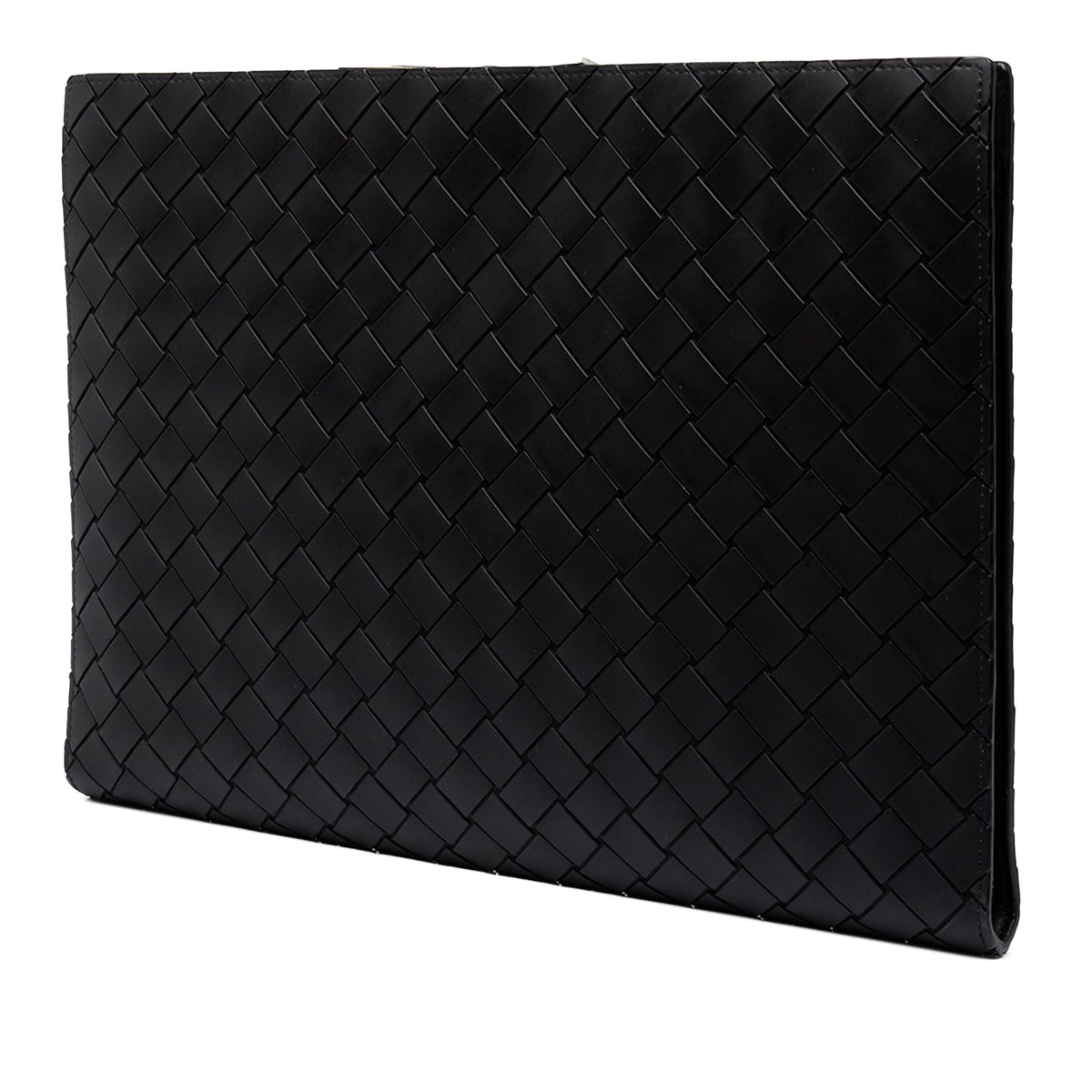 Bottega Veneta Leather Intrecciomirage Document Case — Black