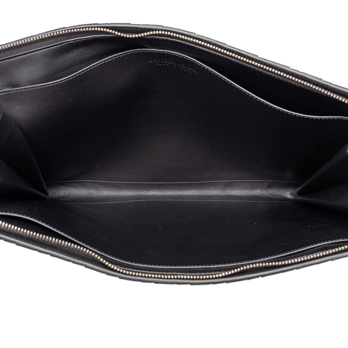 Bottega Veneta Leather Intrecciomirage Document Case — Black