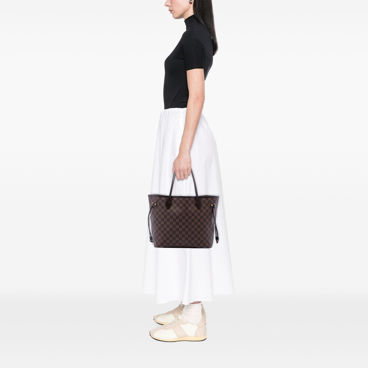 Louis Vuitton Damier Ebene Neverfull MM — Brown