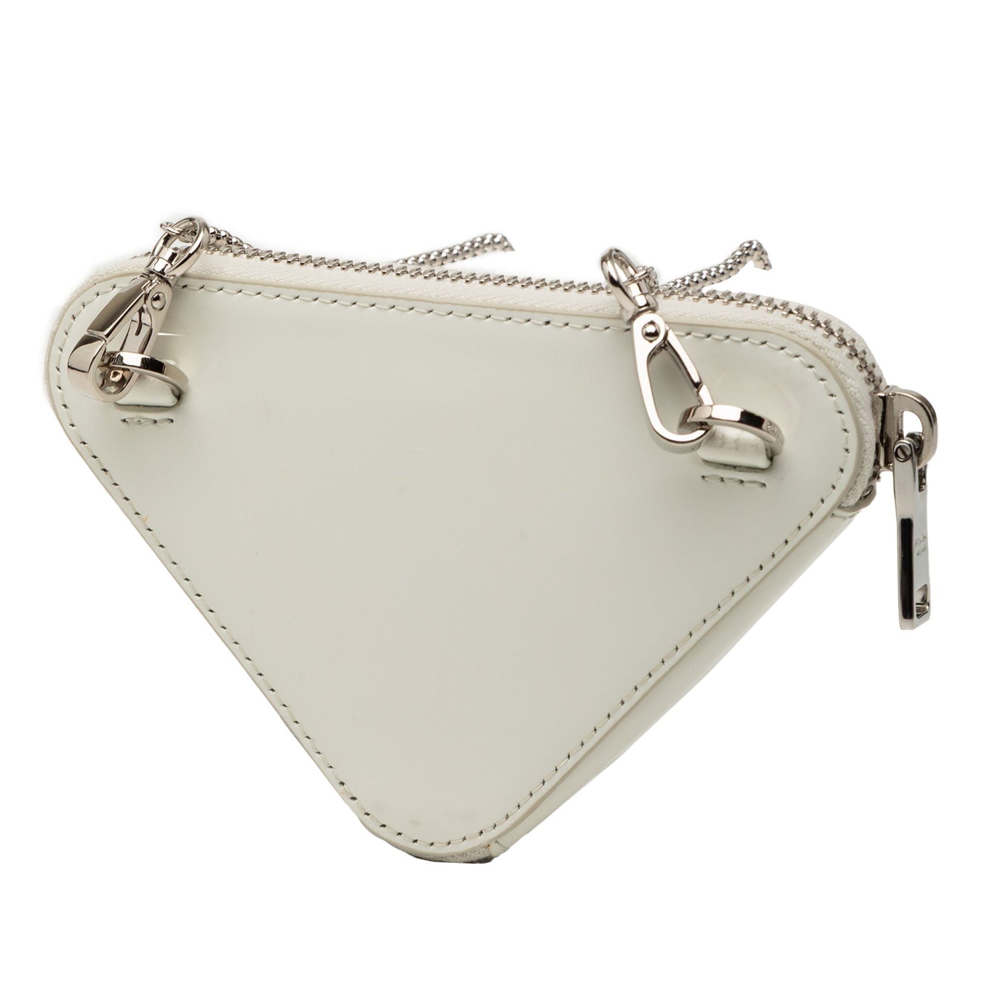 Prada Mini Brushed Leather Triangle Chain Pouch