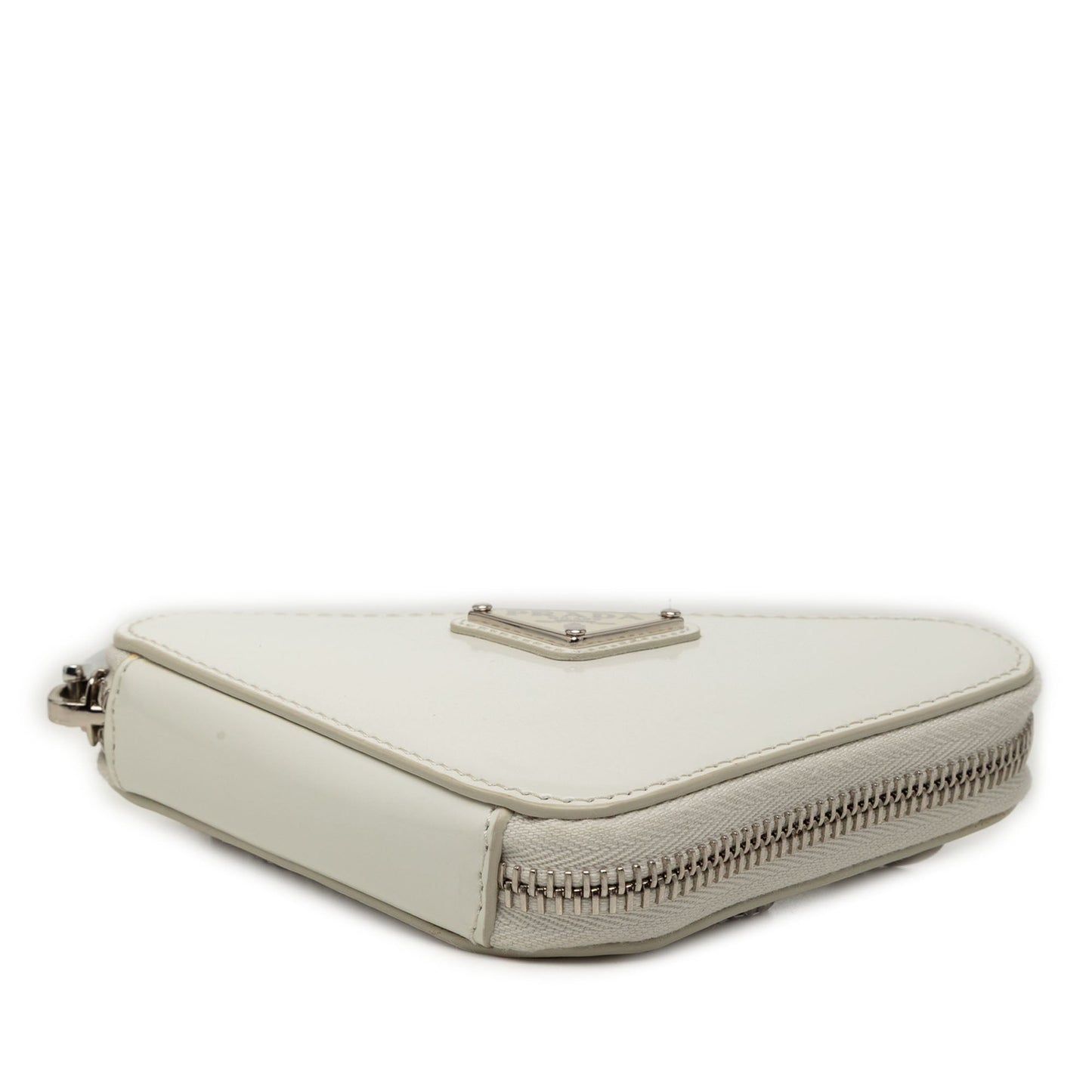 Prada Mini Brushed Leather Triangle Chain Pouch