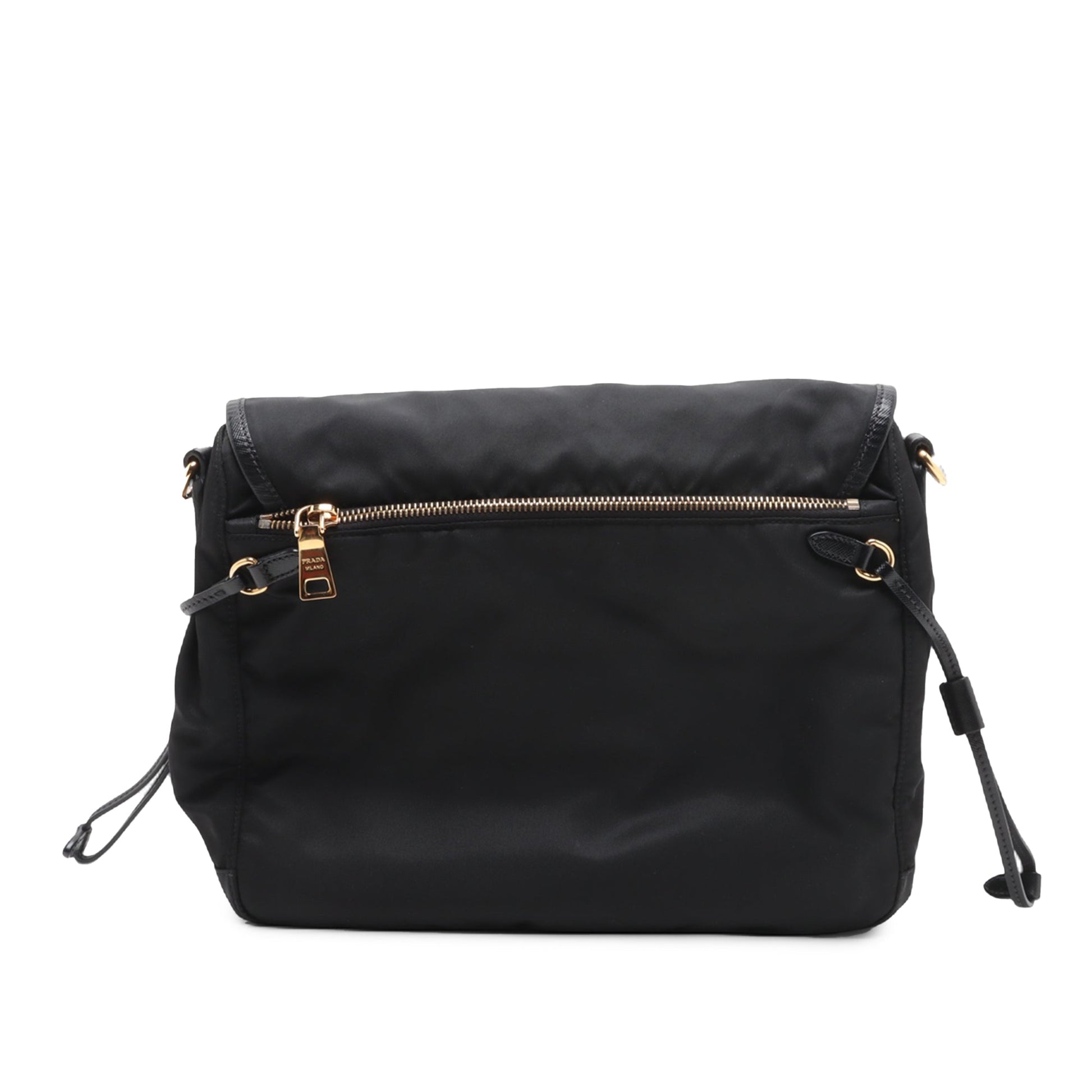 Prada Saffiano Trimmed Tessuto Zip Double Buckle Messenger Bag