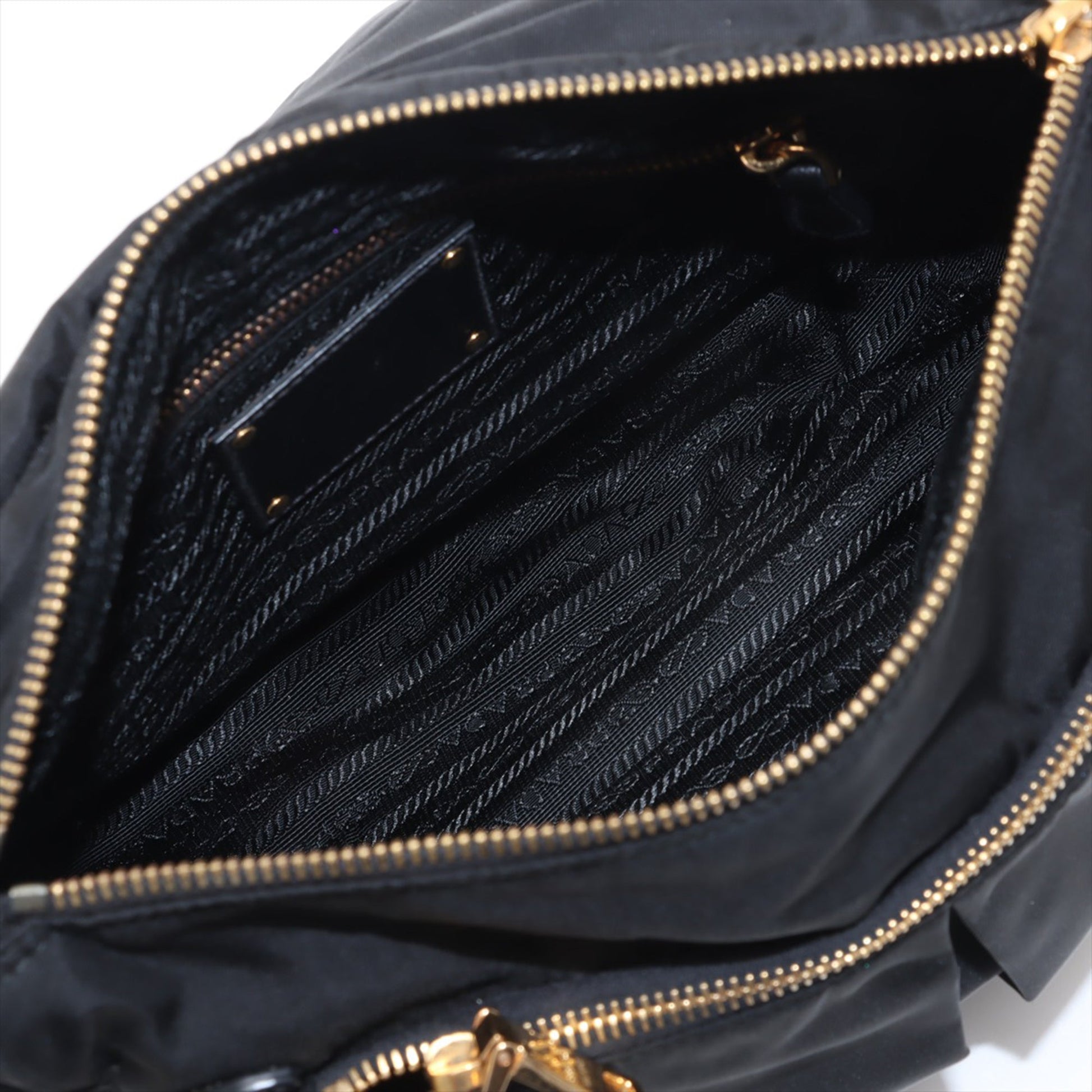 Prada Saffiano Trimmed Tessuto Zip Double Buckle Messenger Bag