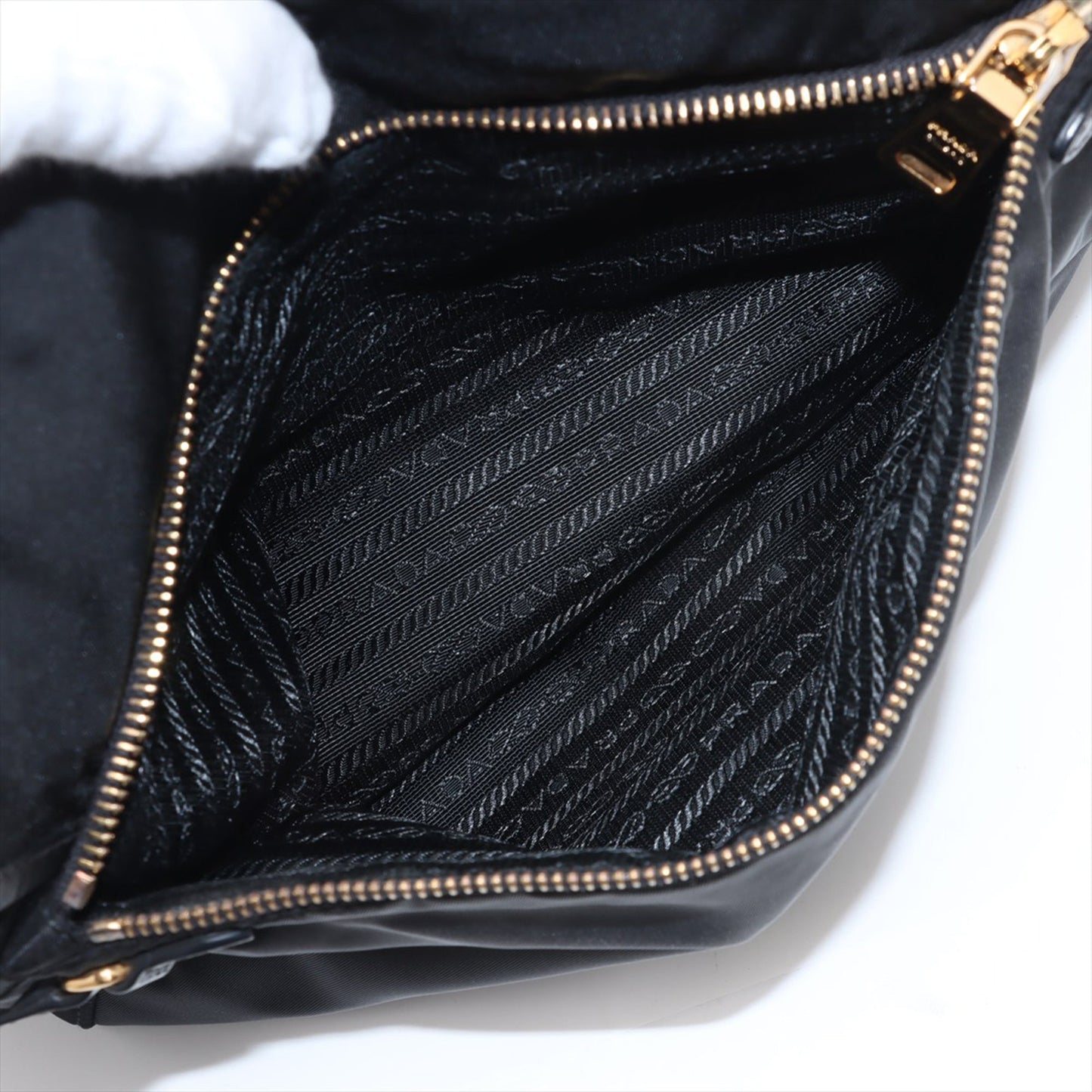 Prada Saffiano Trimmed Tessuto Zip Double Buckle Messenger Bag