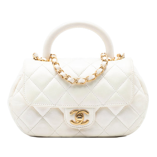 CC Quilted Lambskin Top Handle Bag
