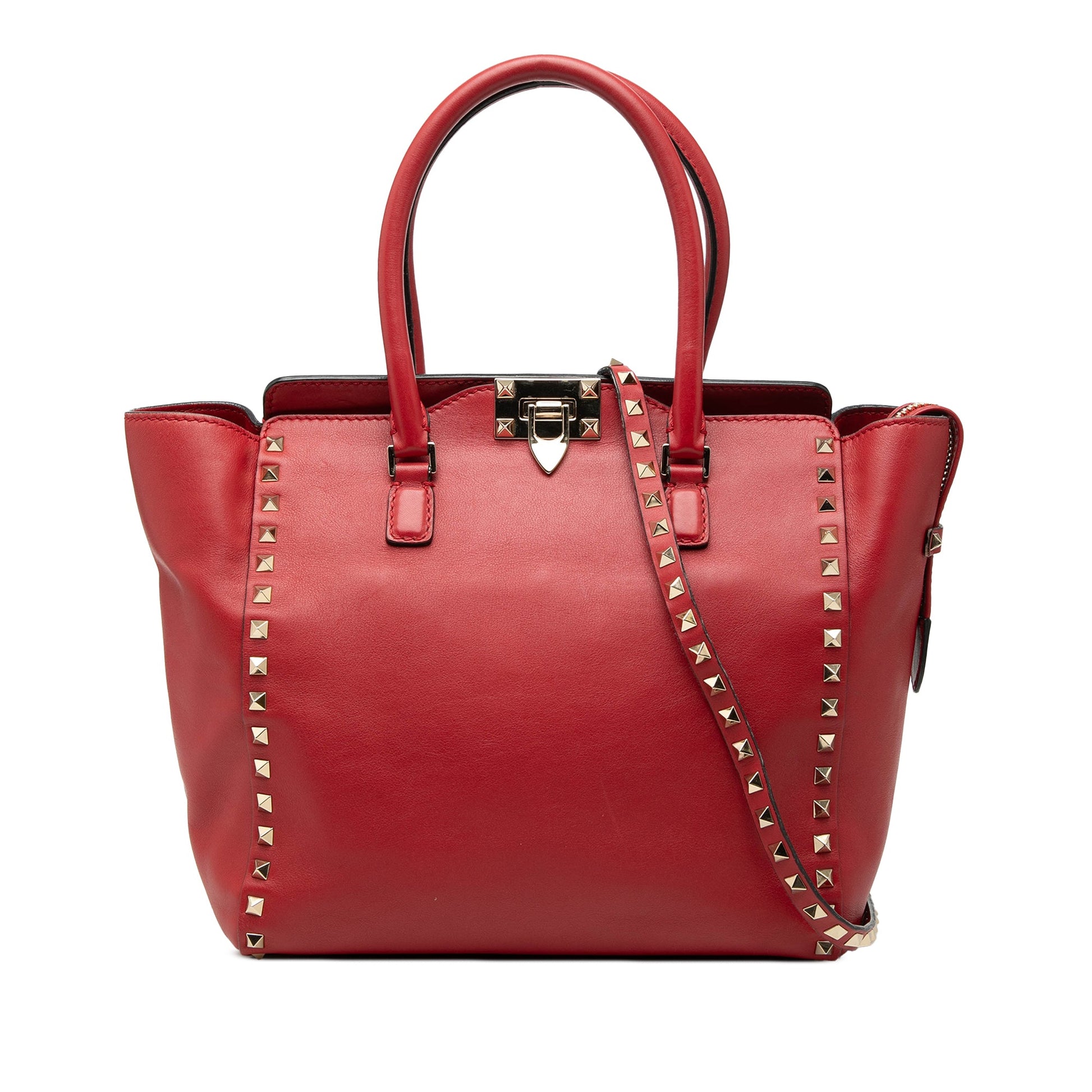 Medium Leather Rockstud Double Handle Tote