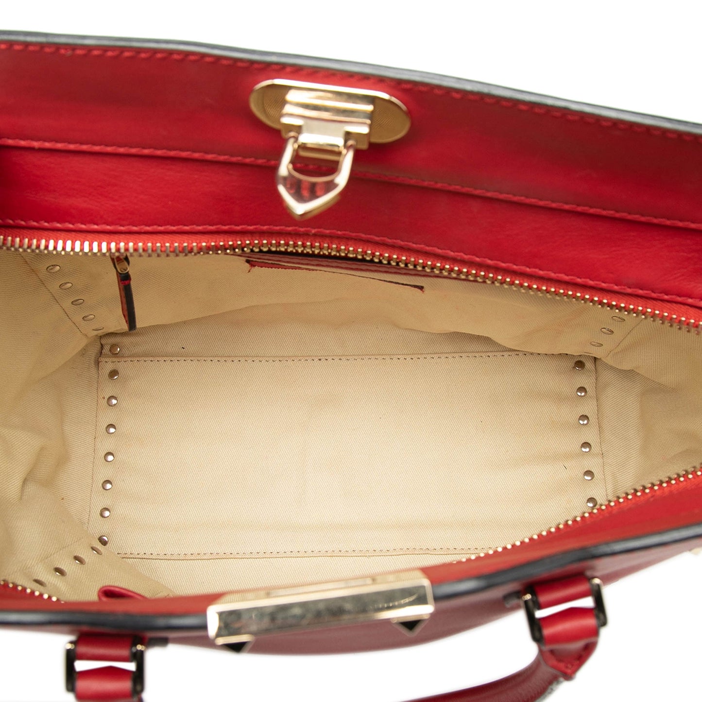 Medium Leather Rockstud Double Handle Tote