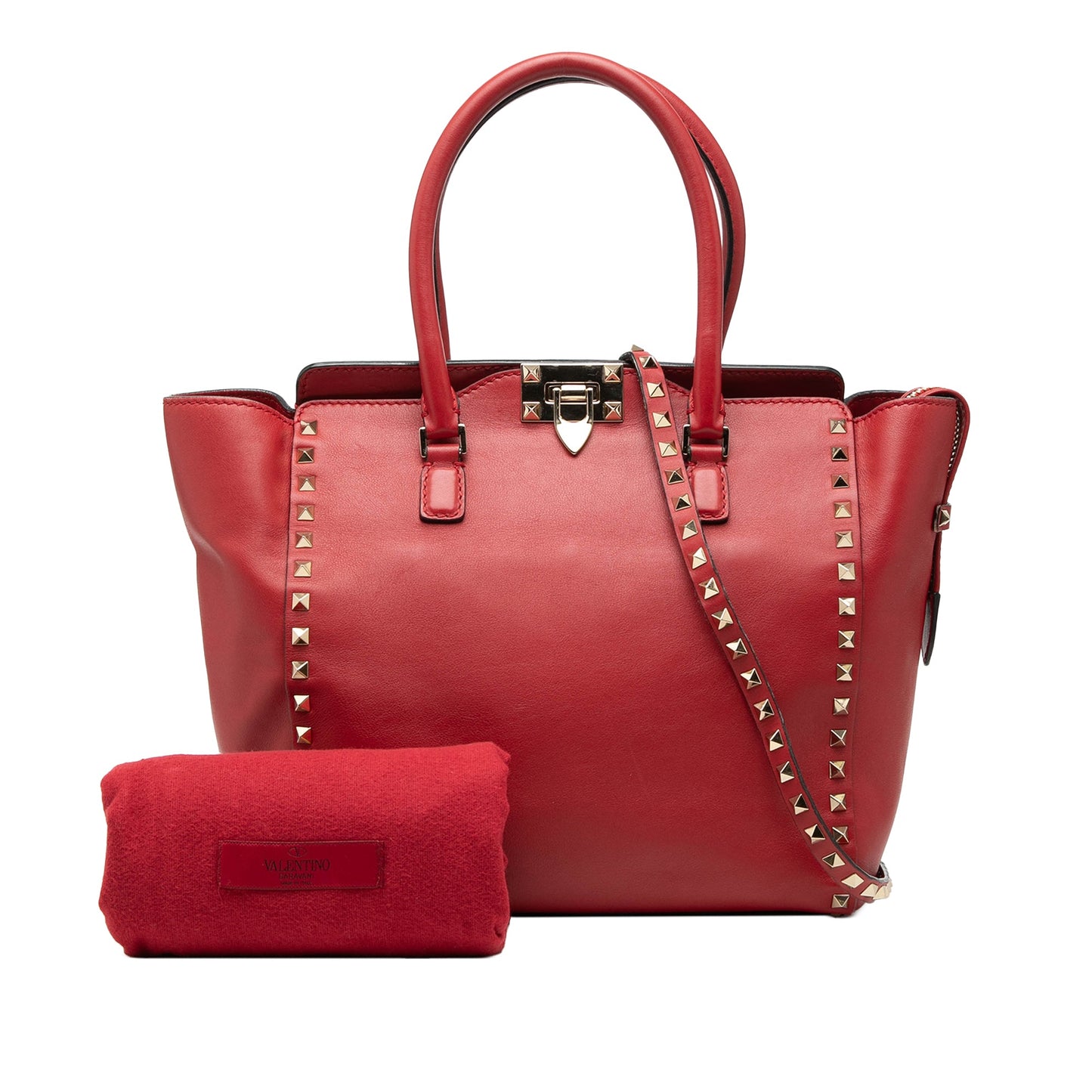 Medium Leather Rockstud Double Handle Tote