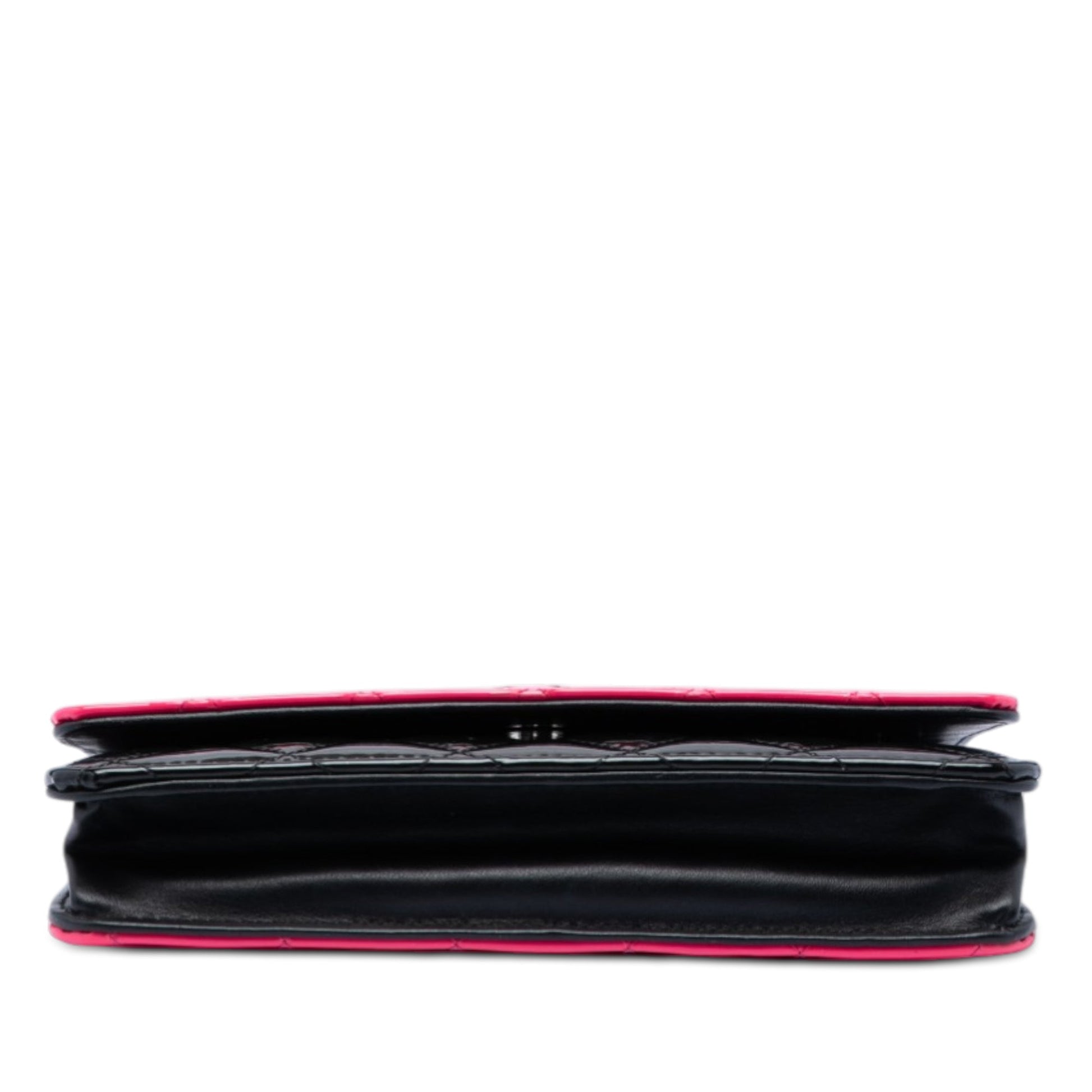 CC Bicolor Quilted Patent Wallet on Chain