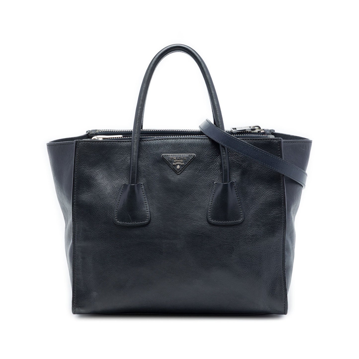 Prada Glace Calf Twin Pocket Double Handle Satchel