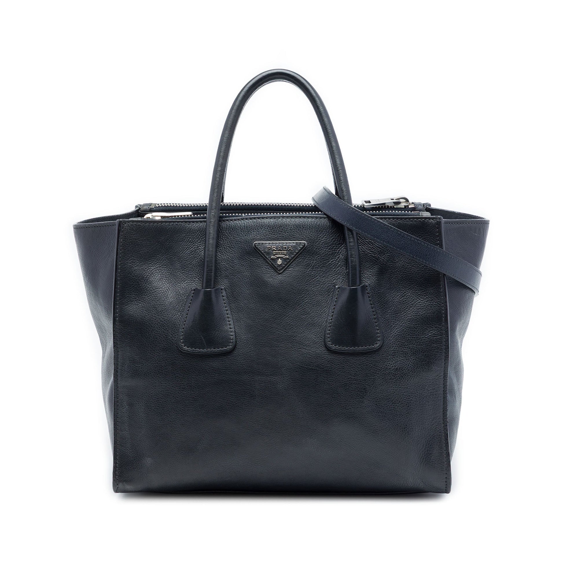 Prada Glace Calf Twin Pocket Double Handle Satchel