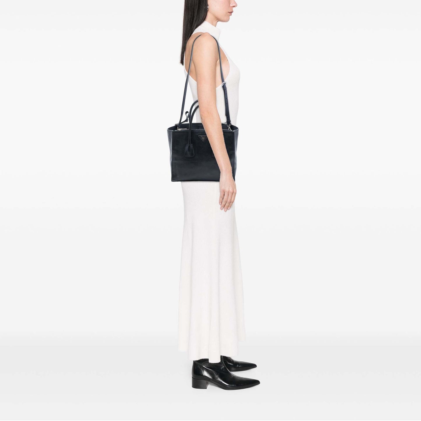 Prada Glace Calf Twin Pocket Double Handle Satchel