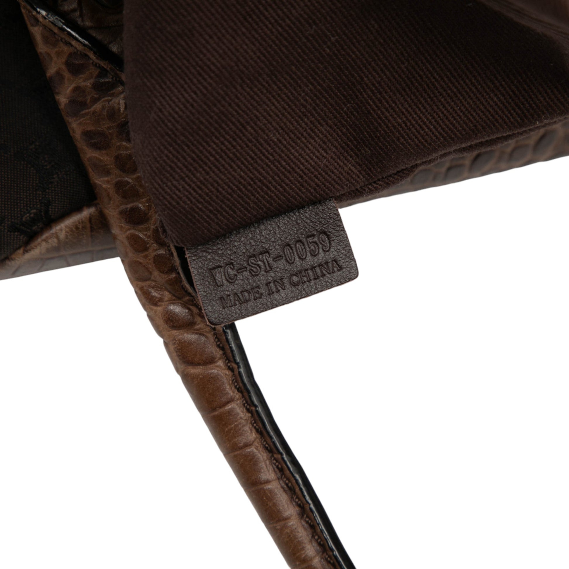 Celine Embossed Leather Trimmed Macadam Canvas Vertical Tote