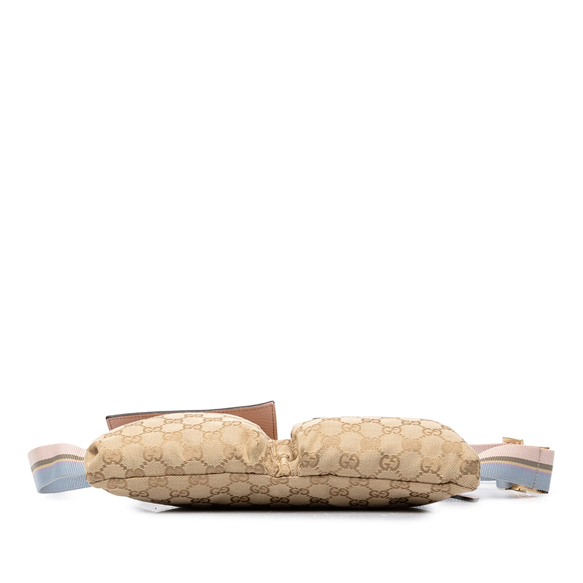 Gucci GG Canvas Web Double Pocket Belt Bag — Beige