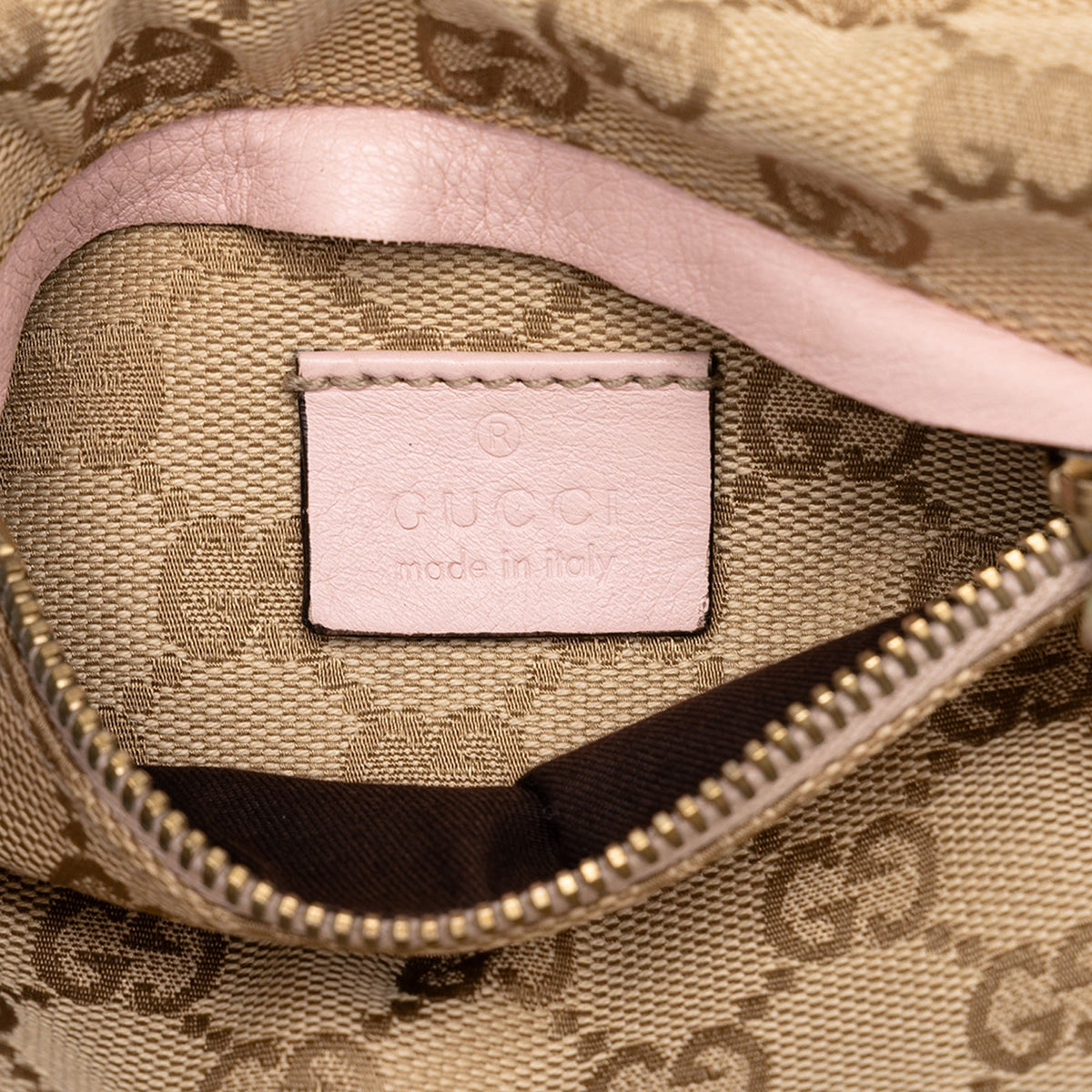 Gucci GG Canvas Web Double Pocket Belt Bag — Beige