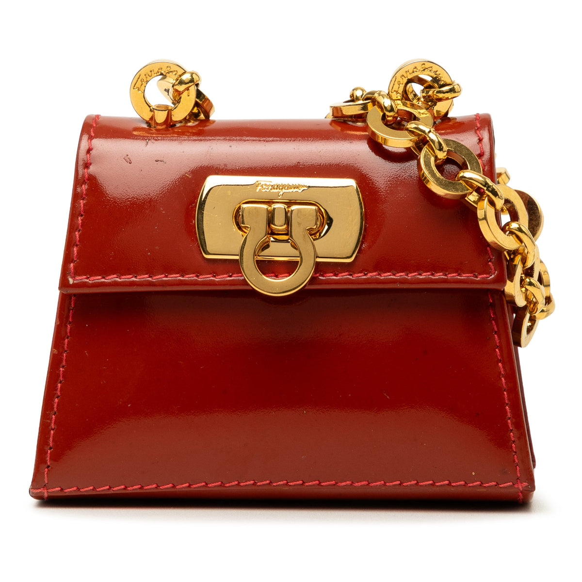 Ferragamo Mini Patent Gancini Lock Chain Bag