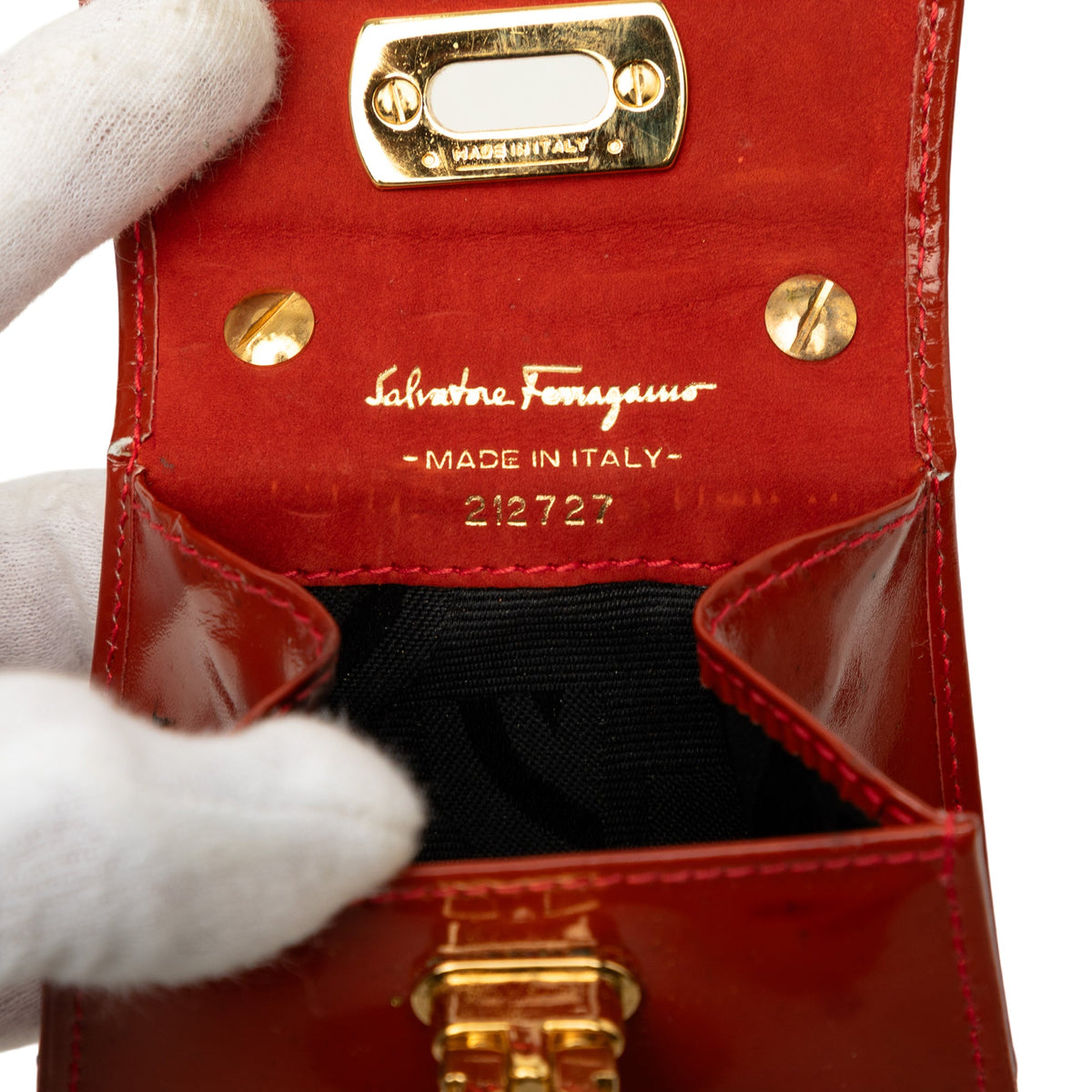 Ferragamo Mini Patent Gancini Lock Chain Bag